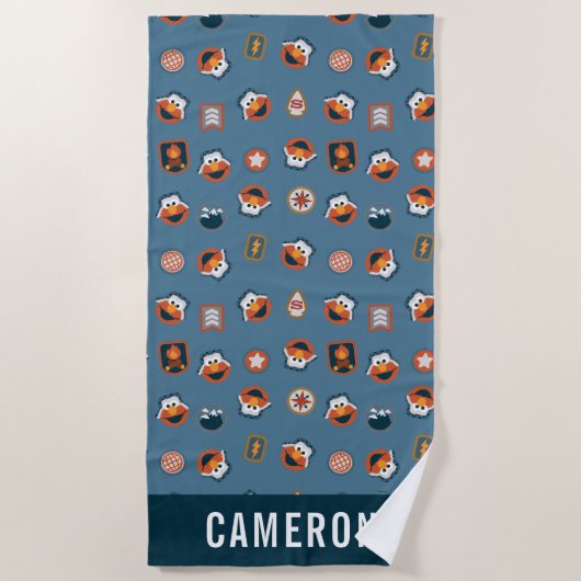 エルモウッドランドエクスプローラーパターン ビーチタオル (正面)