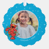 エルモクリスマスライト |名パーソナライズされた前と写真 オーナメントカード (裏面)