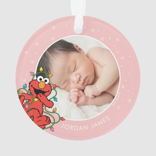 エルモクリスマスライト |名パーソナライズされた前と写真 オーナメント (裏面)