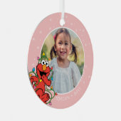 エルモクリスマスライト |名パーソナライズされた前と写真 メタルオーナメント (正面右)