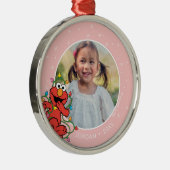 エルモクリスマスライト |名パーソナライズされた前と写真 メタルオーナメント (右)