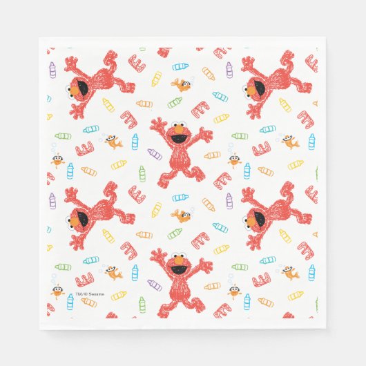 エルモクレヨンパターン スタンダードランチョンナプキン (正面)