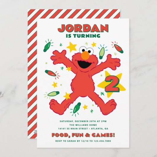 エルモセサミストリートホリデイ誕生日 シーズンカード (正面/裏面)