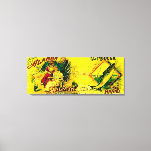 エルモデロサーモン缶ラベルKarluk, AK キャンバスプリント (正面)