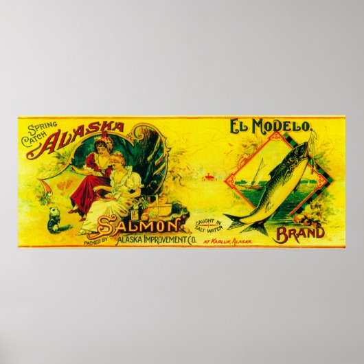エルモデロサーモン缶ラベルKarluk, AK ポスター (正面)