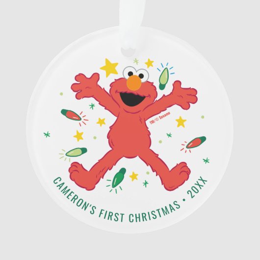 エルモパーソナライズされたクリスマス | 名前と写真 オーナメント (正面)