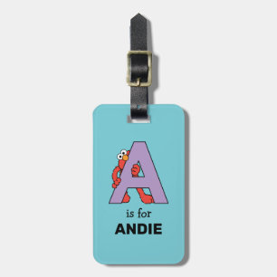 エルモ文字   A Purple ラゲッジタグ