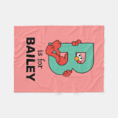 エルモ文字 | Bティール(緑がかった色) フリースブランケット (正面(横))