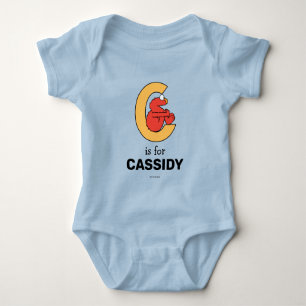 エルモ文字   Cオレンジ ベビーボディスーツ