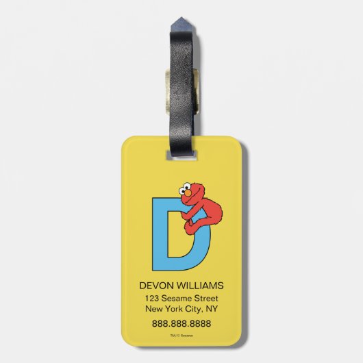 エルモ文字 | D青 ラゲッジタグ (裏面縦)