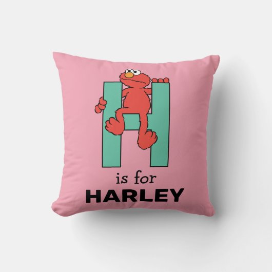 エルモ文字 | H緑 クッション (正面)