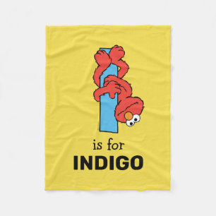 エルモ文字   I Blue フリースブランケット