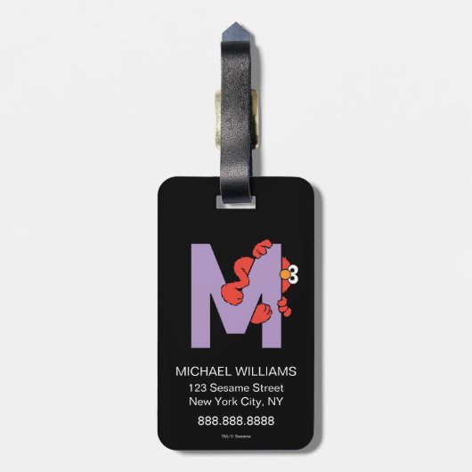 エルモ文字 | M紫 ラゲッジタグ (裏面縦)