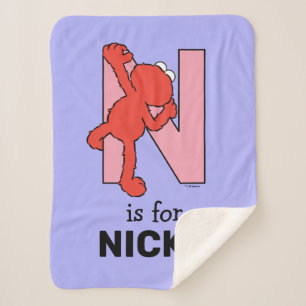 エルモ文字   Nピンク シェルパブランケット