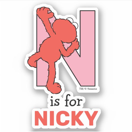 エルモ文字 | Nピンク シール (正面)