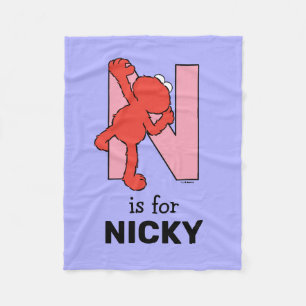 エルモ文字   Nピンク フリースブランケット