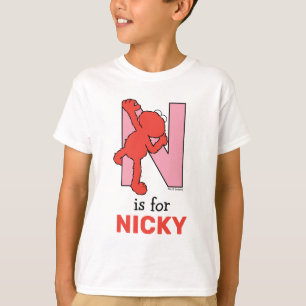 エルモ文字   Nピンク Tシャツ