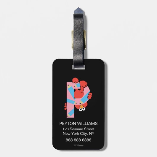 エルモ文字 | P鉛筆 ラゲッジタグ (裏面縦)