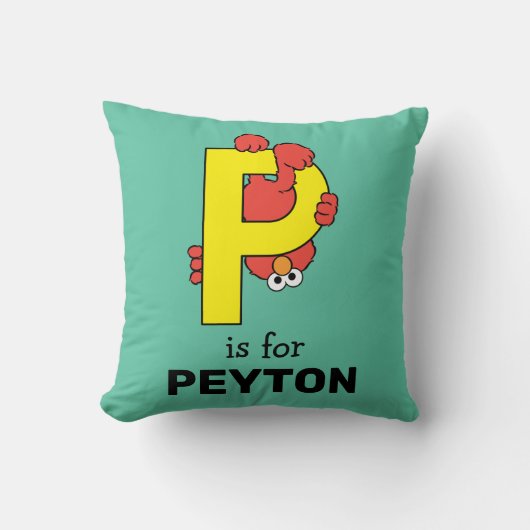 エルモ文字 | P黄 クッション (正面)