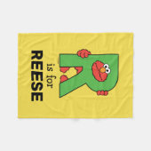 エルモ文字 | R緑 フリースブランケット (正面(横))