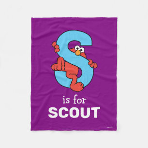 エルモ文字   S青 フリースブランケット