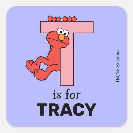 エルモ文字 | Tピンク スクエアシール (正面)