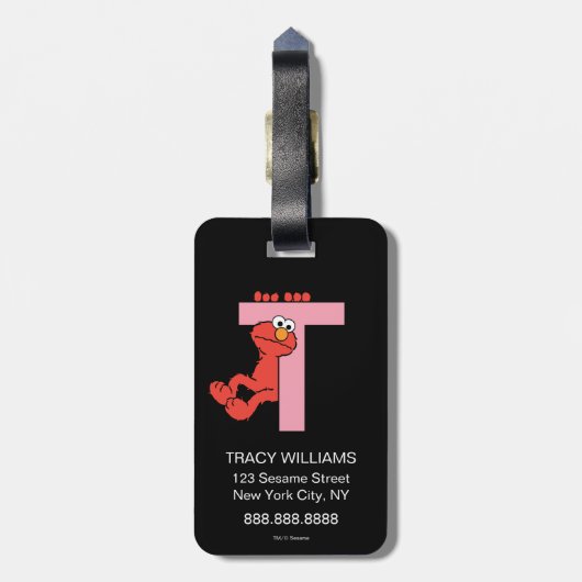 エルモ文字 | Tピンク ラゲッジタグ (裏面縦)