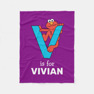 エルモ文字   V青 フリースブランケット