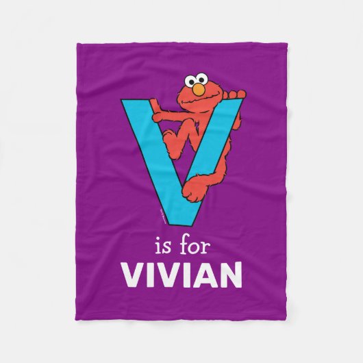 エルモ文字 | V青 フリースブランケット (正面)
