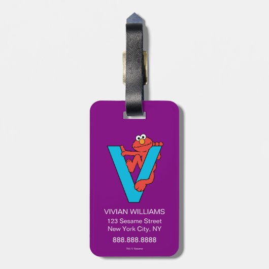 エルモ文字 | V青 ラゲッジタグ (裏面縦)