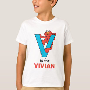 エルモ文字   V青 Tシャツ