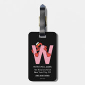 エルモ文字 | W Pink ラゲッジタグ (裏面縦)