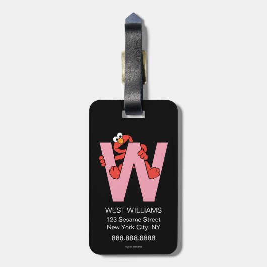 エルモ文字 | W Pink ラゲッジタグ (裏面縦)