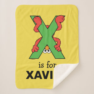 エルモ文字   X緑 シェルパブランケット