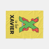 エルモ文字 | X緑 フリースブランケット (正面(横))