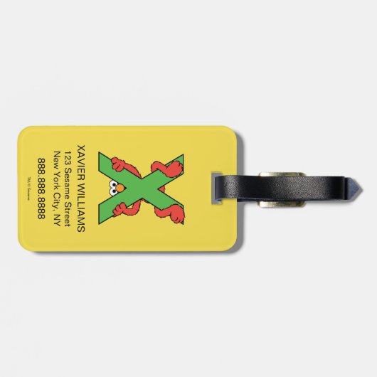 エルモ文字 | X緑 ラゲッジタグ (裏面横)