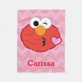 エルモ顔スローキス |名前の追加 フリースブランケット (正面)