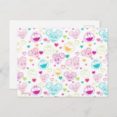 エルモ&アビーカダビーバレンタインハートパターン ポストカード (正面/裏面)