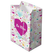 エルモ&アビーカダビーバレンタインハートパターン ミディアムペーパーバッグ (正面アングル)