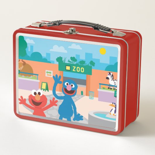エルモ&オグローバー |動物園の風景 メタルランチボックス (正面)