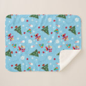 エルモ&タンゴブルーのクリスマスパターン シェルパブランケット (正面(横))