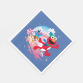 エルモ、タンゴ&クッキーモンスター 最高のChristmas スタンダードランチョンナプキン (角)