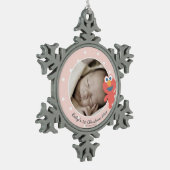 エルモ |ベビー初めてのクリスマス – 名前の追加 スノーフレークピューターオーナメント (左)