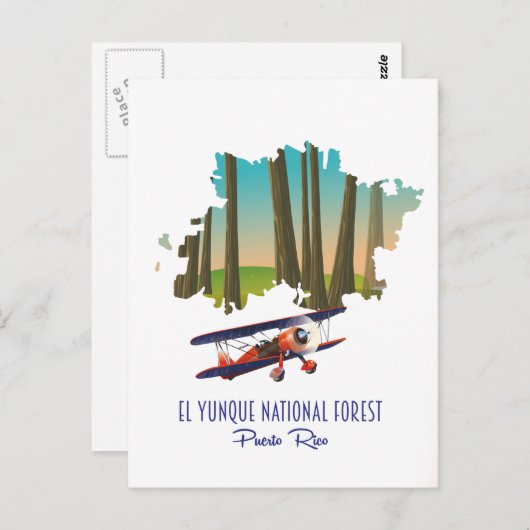 エルユンケ国立森林プエルトリコの地図 ポストカード (正面/裏面)