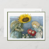 エルンストクレイドルフヴィンテージサンフラワーアンドダリア ポストカード (正面/裏面)