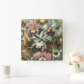 エルンストハエッケルアートプリント:Orchidae Oncidiums，チューリップ スクエア壁時計 (ホーム)