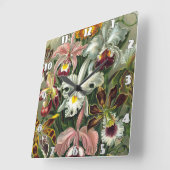 エルンストハエッケルアートプリント:Orchidae Oncidiums，チューリップ スクエア壁時計 (傾斜)