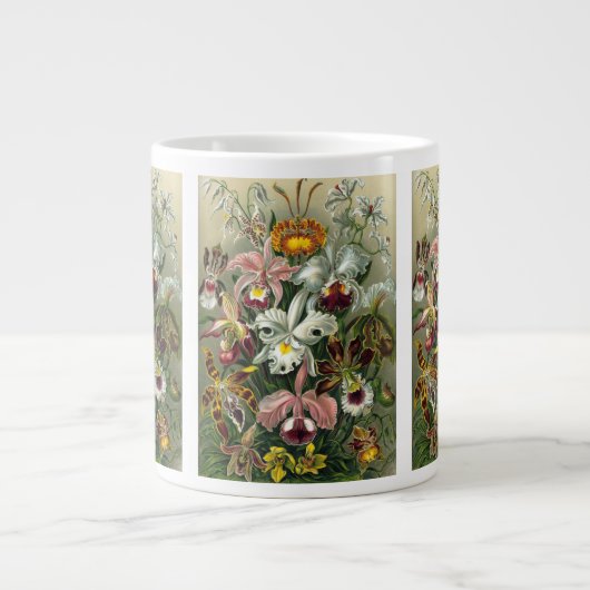 エルンストヘッケルオーランズ、ヴィンテージ熱帯雨林の花 ジャンボコーヒーマグカップ (正面)