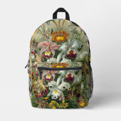 エルンストヘッケルオーランズ、ヴィンテージ熱帯雨林の花 プリントバックパック (正面)
