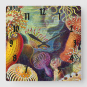 エルンスト・ハエッケル海アネモネス海:Actiniae スクエア壁時計 (正面)